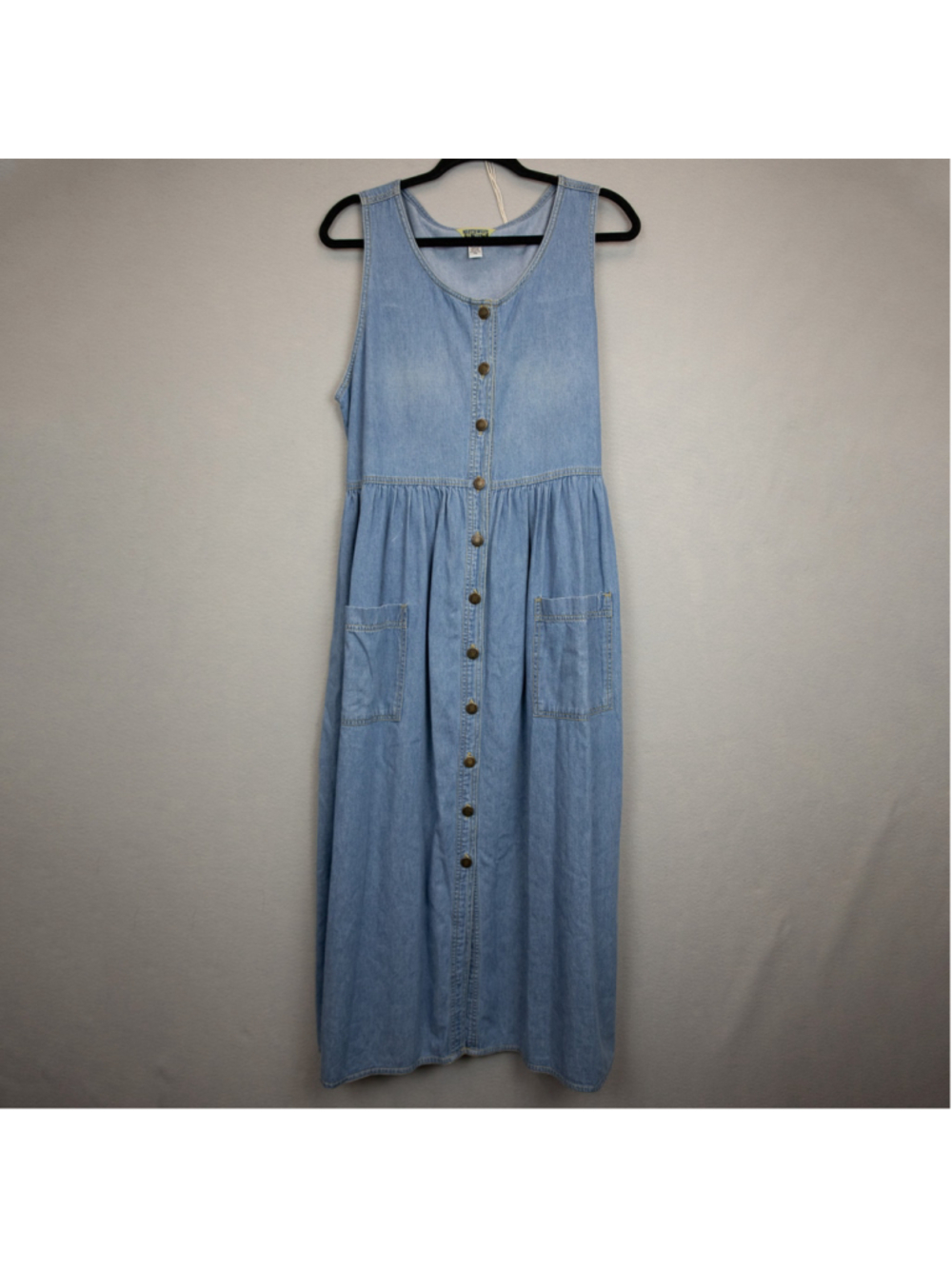 Vintage 90s Northwest Blue denim sleeveless button maxi dress-M